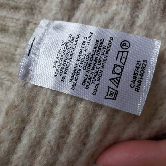 LOFT Button Turtleneck Poncho Cream Oatmeal M/L Knit Sweater Coastal Nautical - Picture 13 of 14